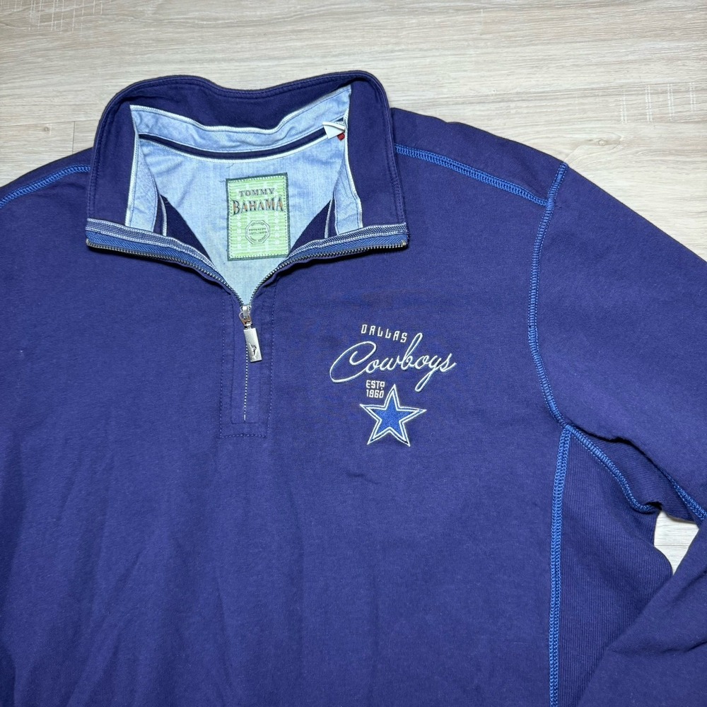 Dallas Cowboys NFL Tommy‎ Bahama Men's XL 1/4 Zip Blue Pullover Stretch